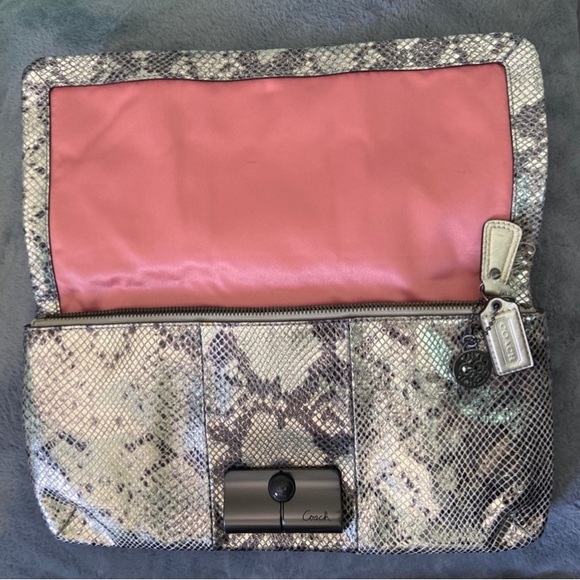 NWOT Coach Limited Edition Metallic Snakeskin Clutch - Picture 2 of 10